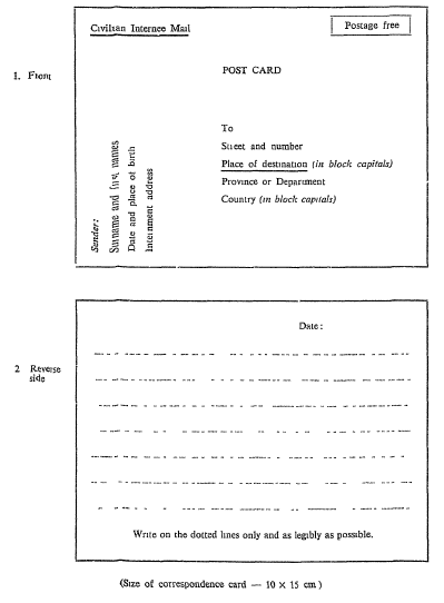 Annex III, model 3: correspondence card