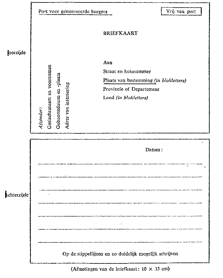 Bijlage III, model 3: briefkaart